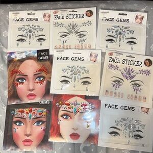 Colorful Face Gems and Stickers Set 9 PACKS BRAND NEW